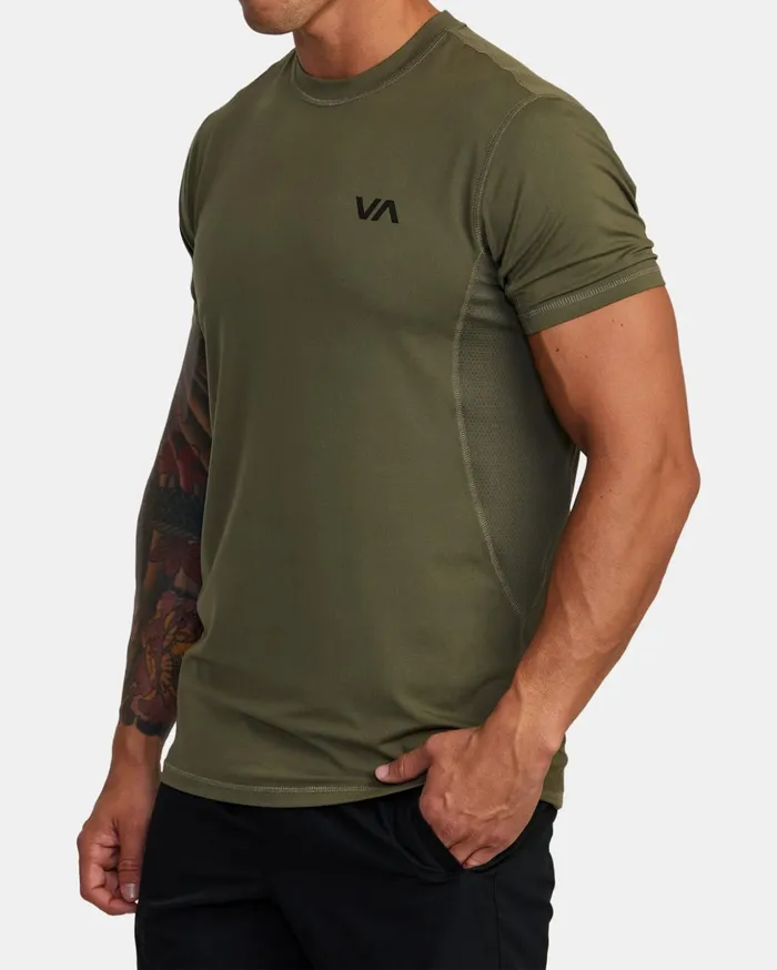 RVCA Short Sleeves Sport Vent Performance Tee Olive 8211 Men