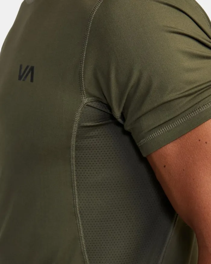 RVCA Short Sleeves Sport Vent Performance Tee Olive 8211 Men