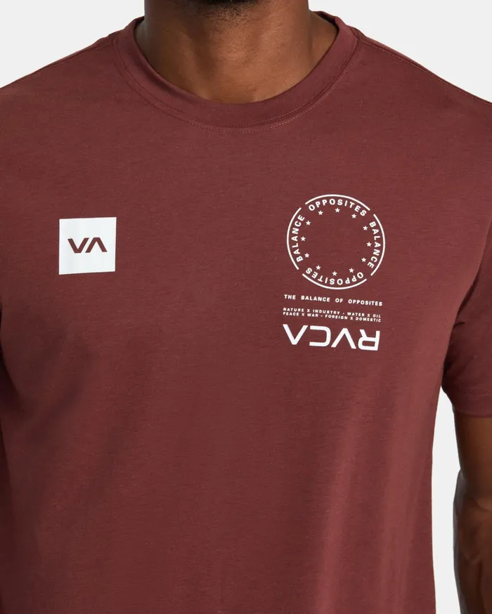 RVCA Short Sleeves VA Mark Tee Burgundy 8211 Men