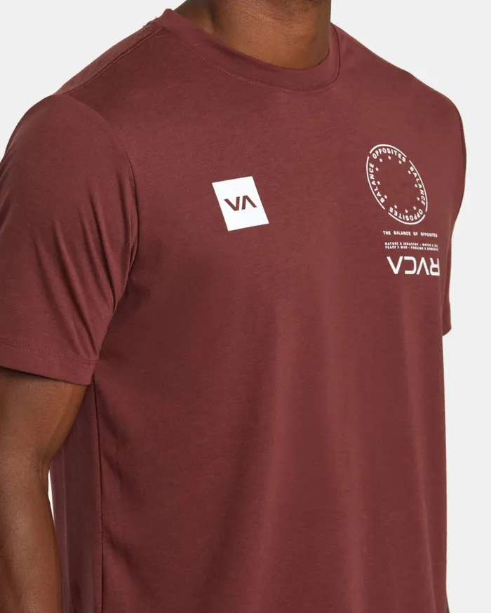 RVCA Short Sleeves VA Mark Tee Burgundy 8211 Men