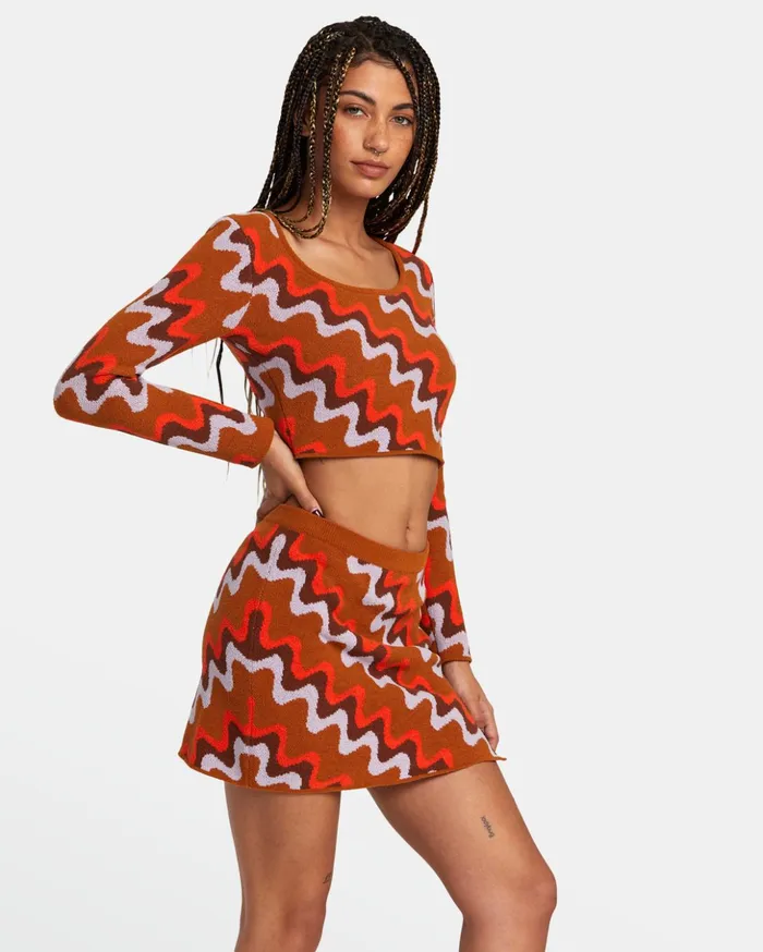 RVCA Shorts Skirts Desmond Knitted Mini Skirt Caramel 8211 Women