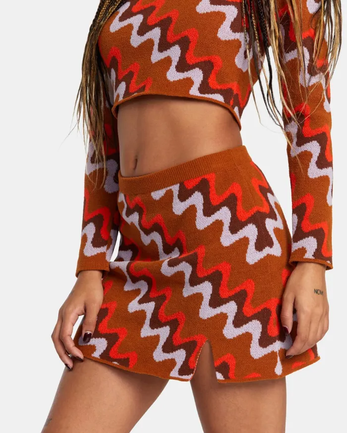 RVCA Shorts Skirts Desmond Knitted Mini Skirt Caramel 8211 Women