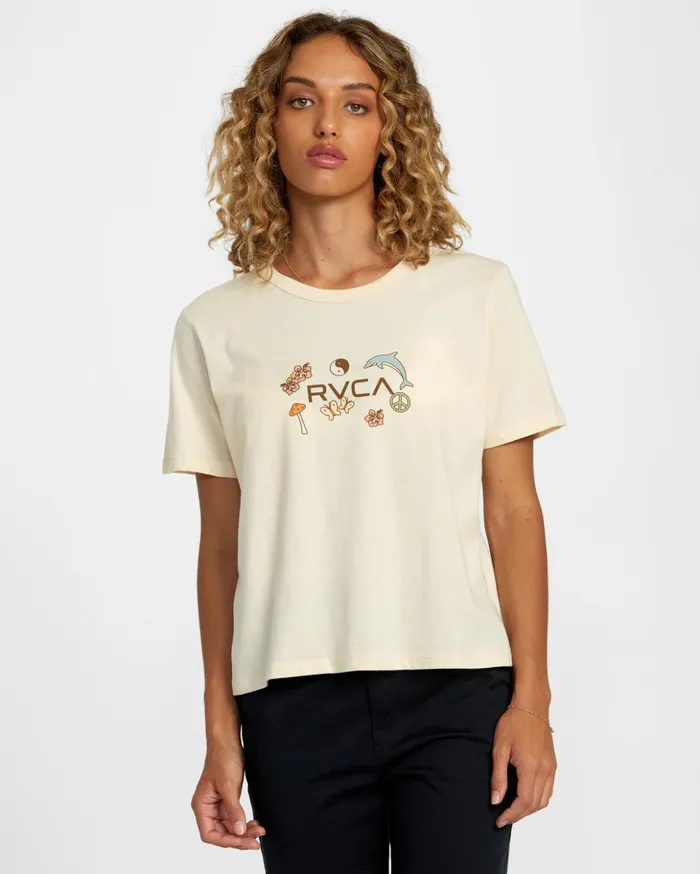 RVCA Tees Tanks Circle Of Life Tee Cream 8211 Women