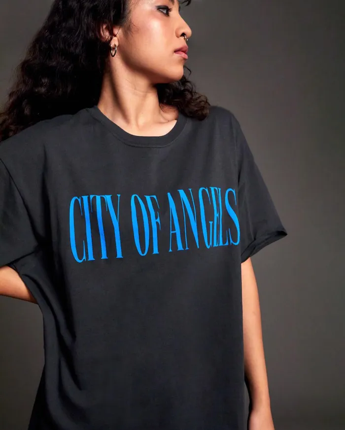 RVCA Tees Tanks City Of Angels Graphic Tee Washed Black 8211 Women