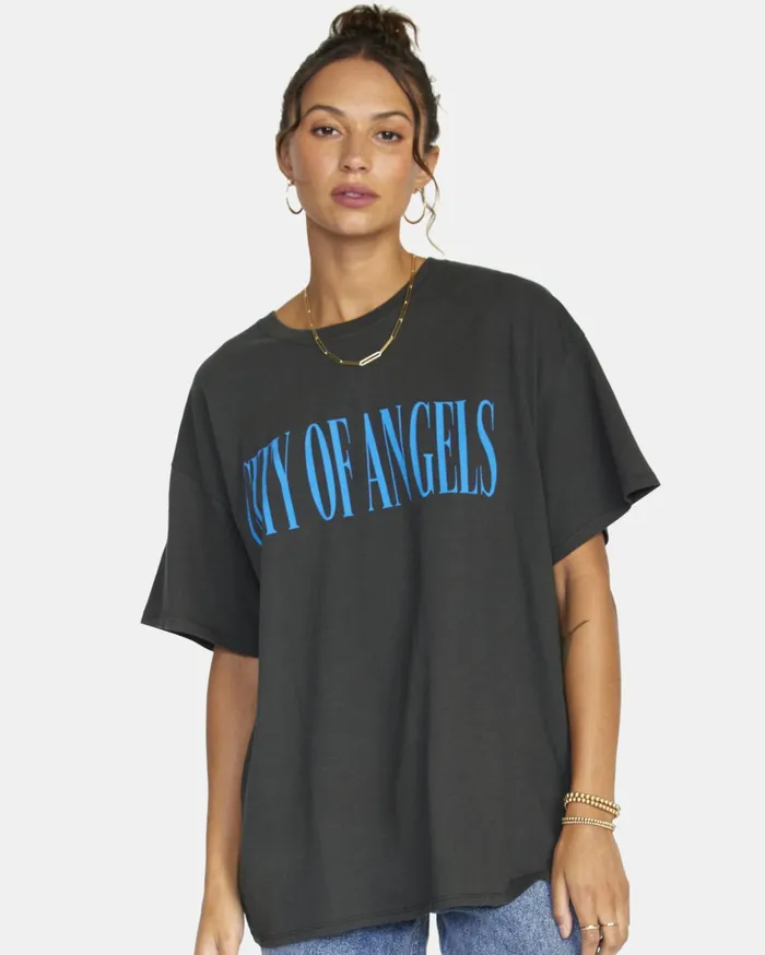 RVCA Tees Tanks City Of Angels Graphic Tee Washed Black 8211 Women