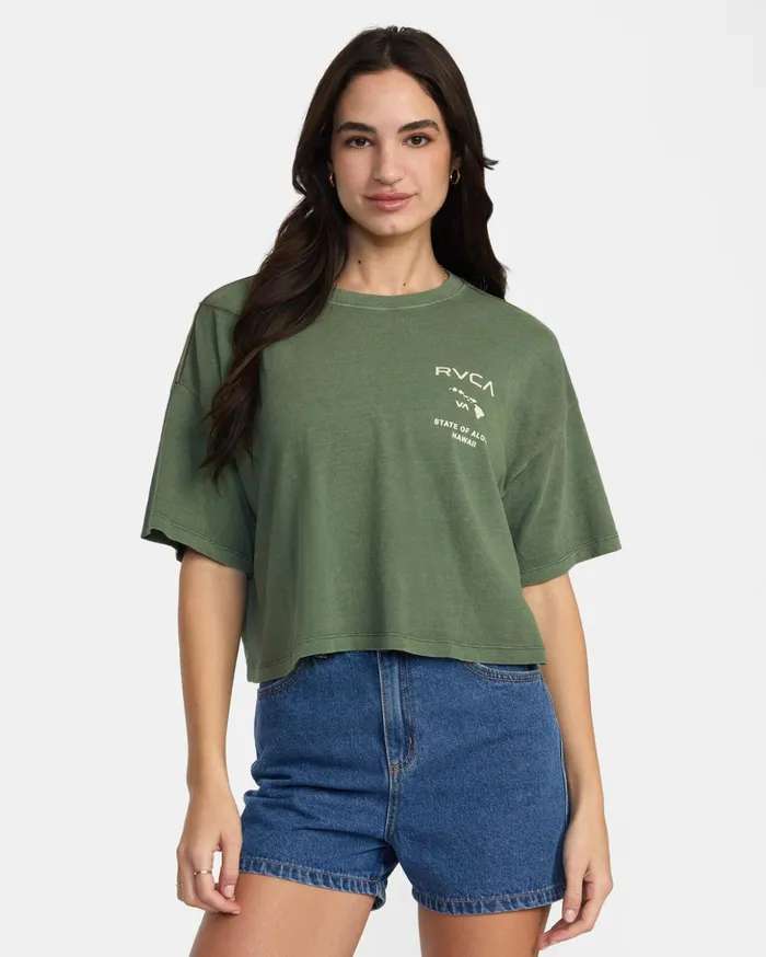 RVCA Tees Tanks State Of Aloha TShirt Leaf 8211 Women