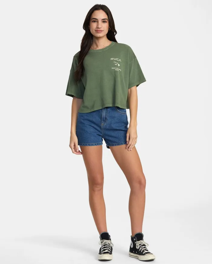 RVCA Tees Tanks State Of Aloha TShirt Leaf 8211 Women