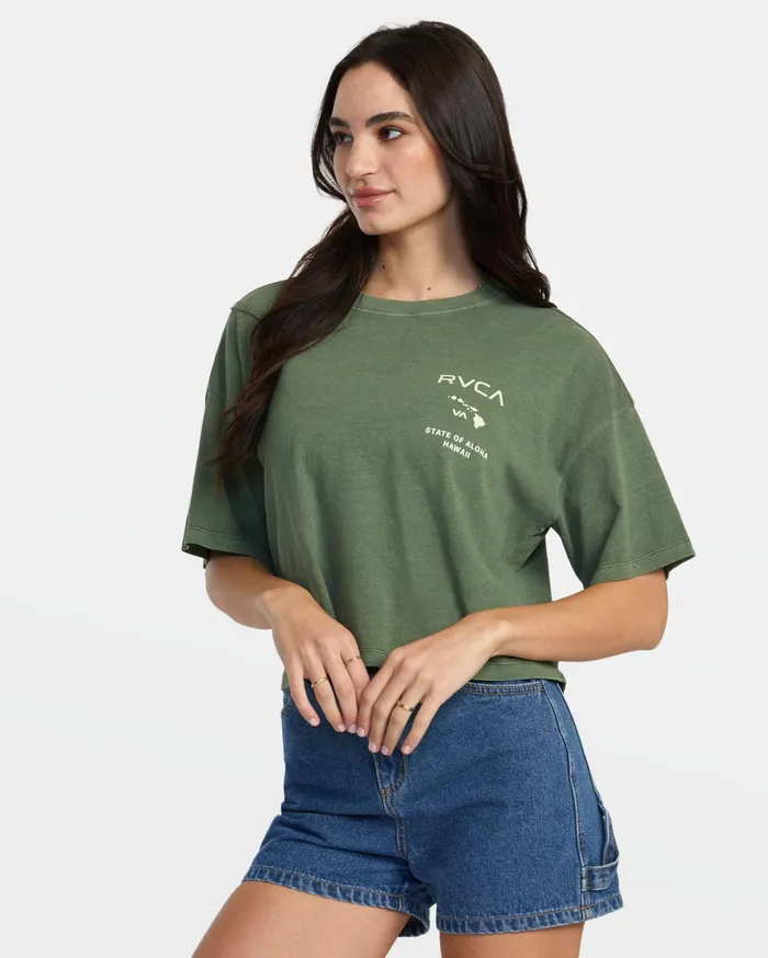 RVCA Tees Tanks State Of Aloha TShirt Leaf 8211 Women