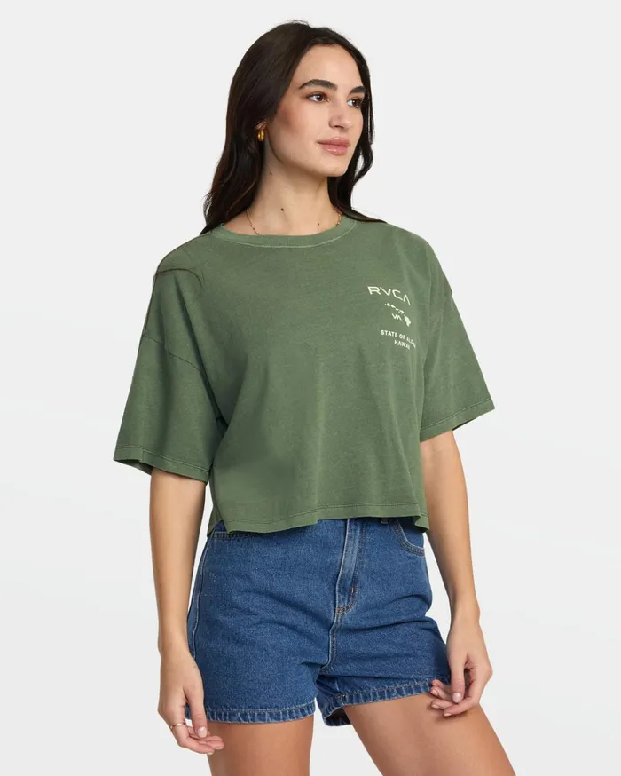 RVCA Tees Tanks State Of Aloha TShirt Leaf 8211 Women