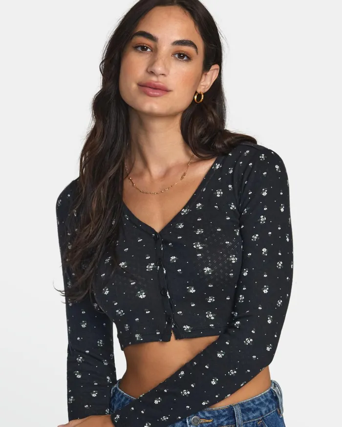 RVCA Tops Homecoming Pointelle Long Sleeve Top Rvca Black 8211 Women