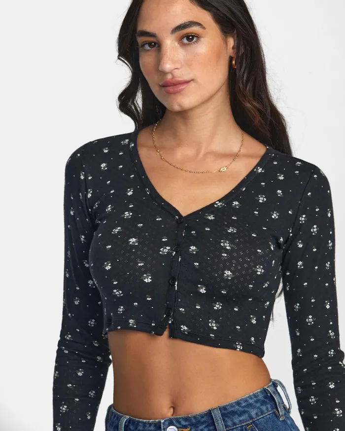 RVCA Tops Homecoming Pointelle Long Sleeve Top Rvca Black 8211 Women