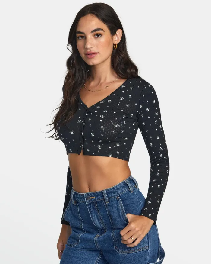 RVCA Tops Homecoming Pointelle Long Sleeve Top Rvca Black 8211 Women