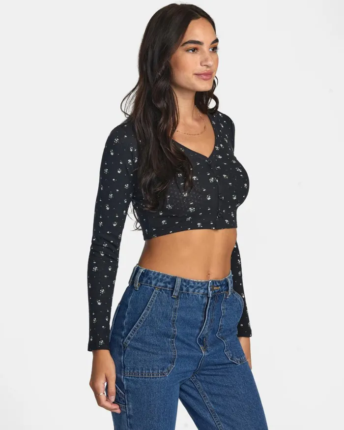 RVCA Tops Homecoming Pointelle Long Sleeve Top Rvca Black 8211 Women