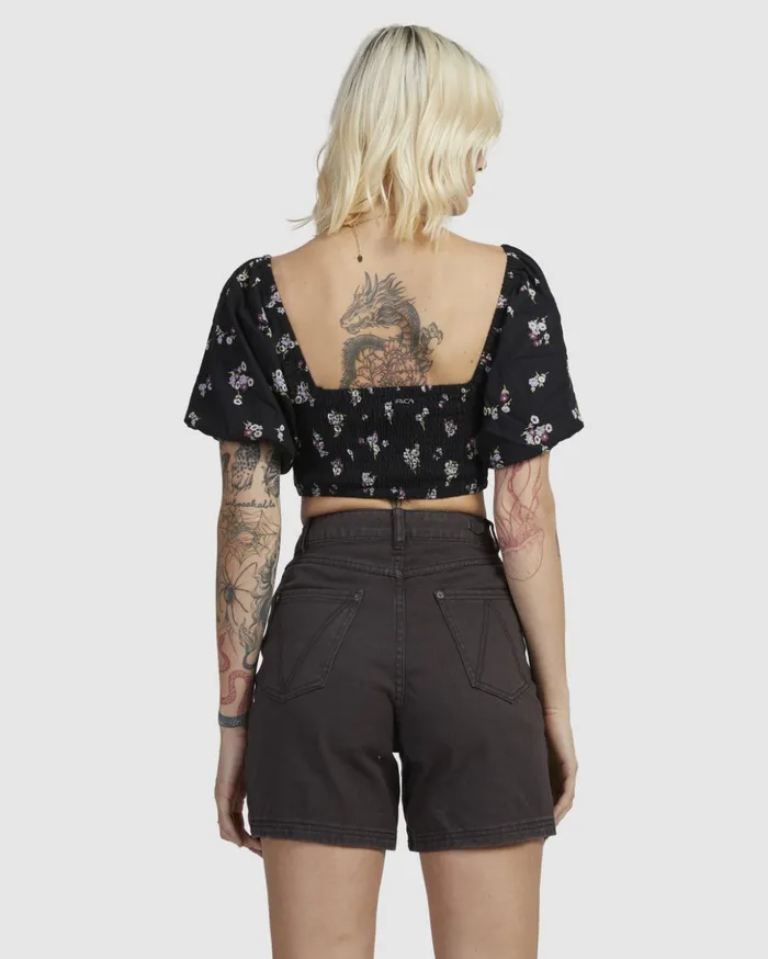 RVCA Tops Sprinkle Smocked Top Rvca Black 8211 Women