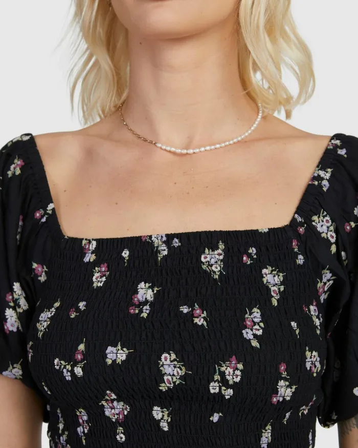 RVCA Tops Sprinkle Smocked Top Rvca Black 8211 Women