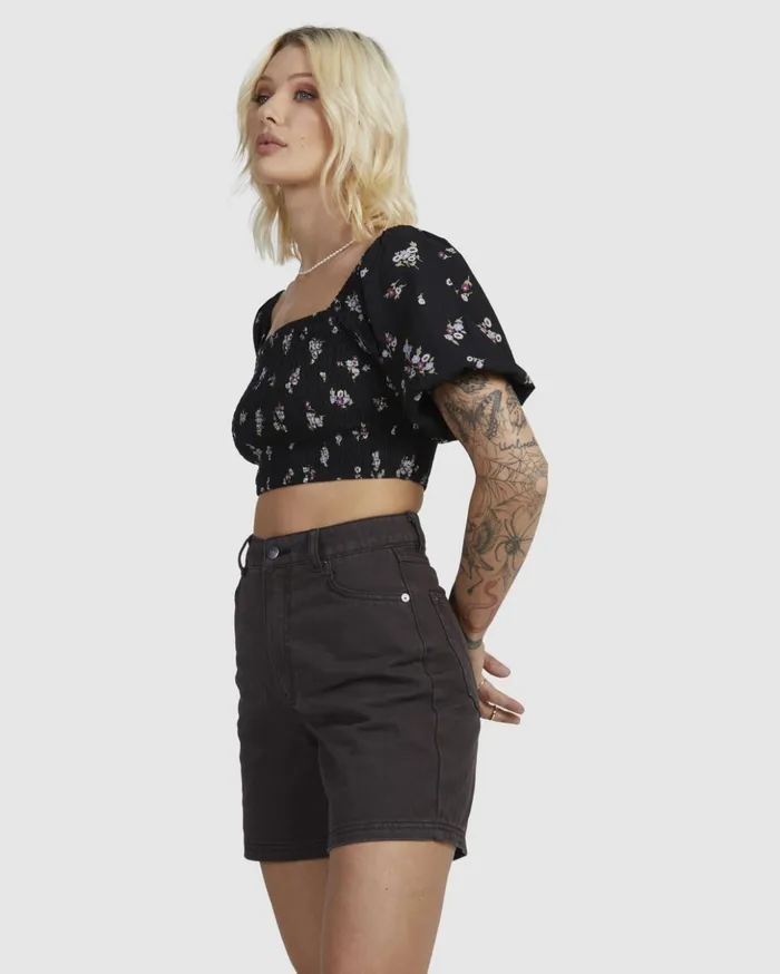 RVCA Tops Sprinkle Smocked Top Rvca Black 8211 Women