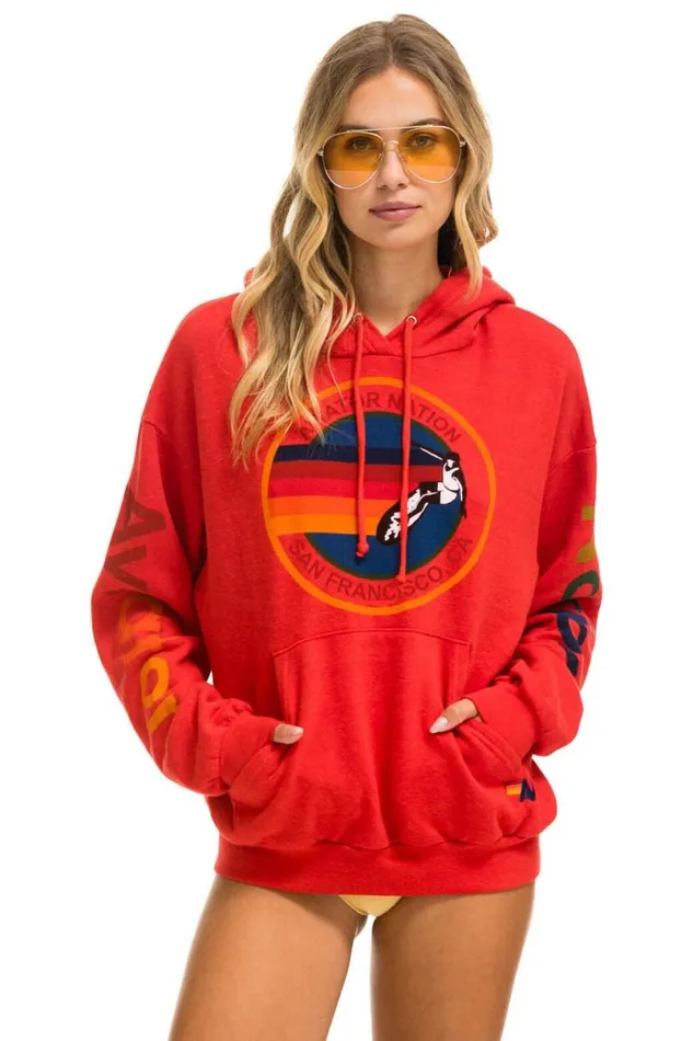 San Francisco Relaxed Pullover Hoodie 8211 Red WomenMen Aviator Nation Hoodies