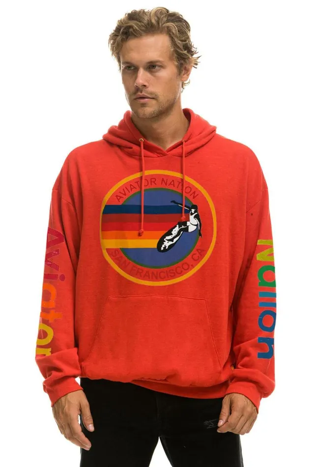San Francisco Relaxed Pullover Hoodie 8211 Red WomenMen Aviator Nation Hoodies