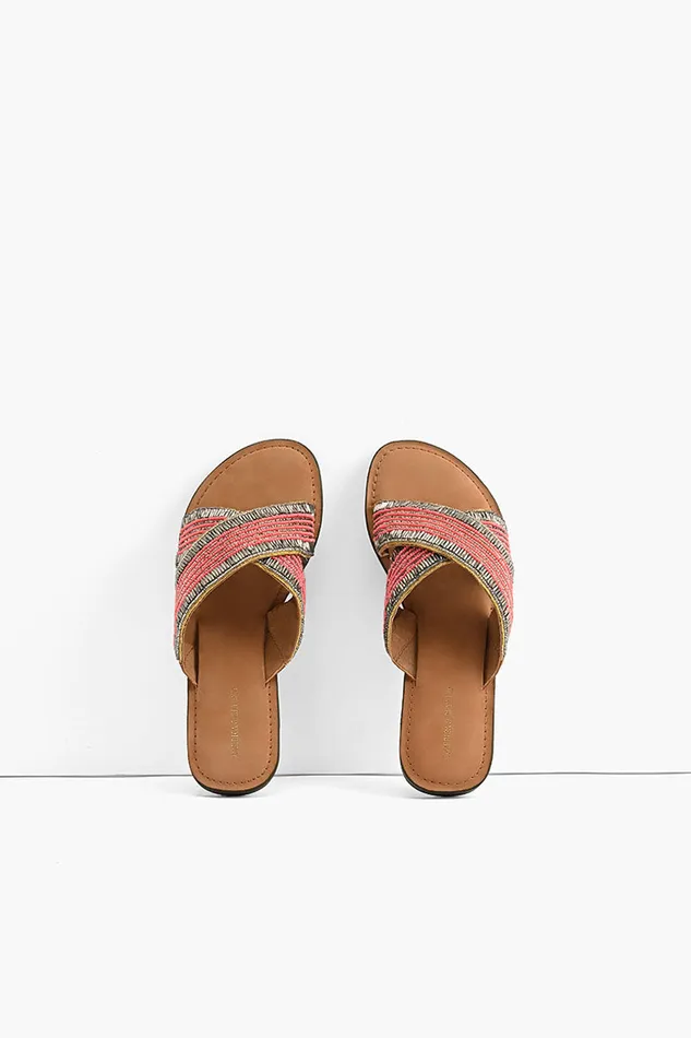 Sandals Coral Crush Hand Beaded Slide Sandals 8211 America and Beyond Women