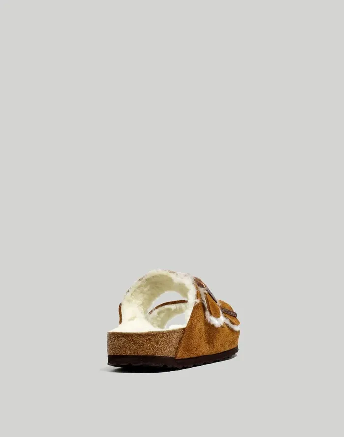 Sandals Women Madewell Birkenstock Suede Arizona Sandals In Shearling Mink Natural