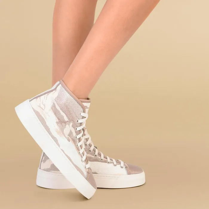 Santoni Beige Fabric Sneaker Women Sneakers
