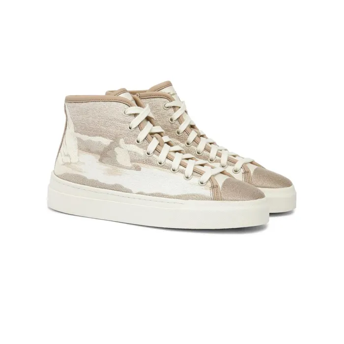 Santoni Beige Fabric Sneaker Women Sneakers