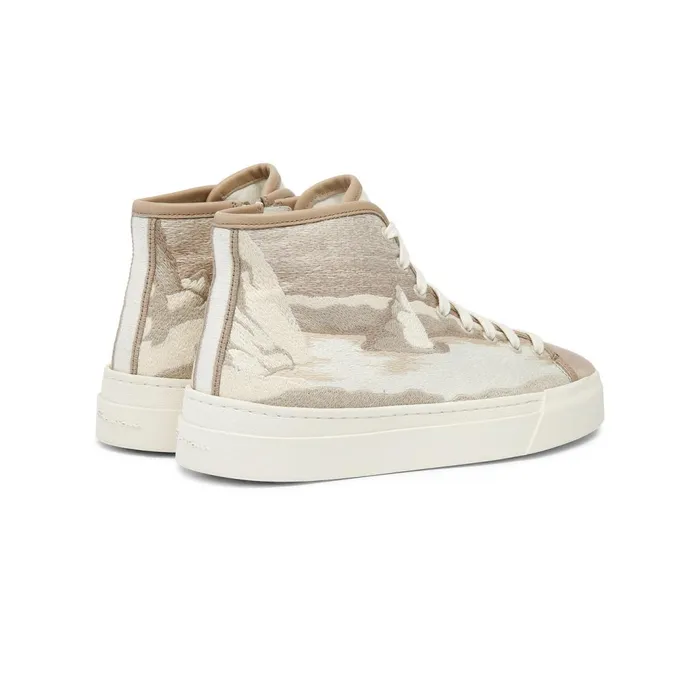 Santoni Beige Fabric Sneaker Women Sneakers