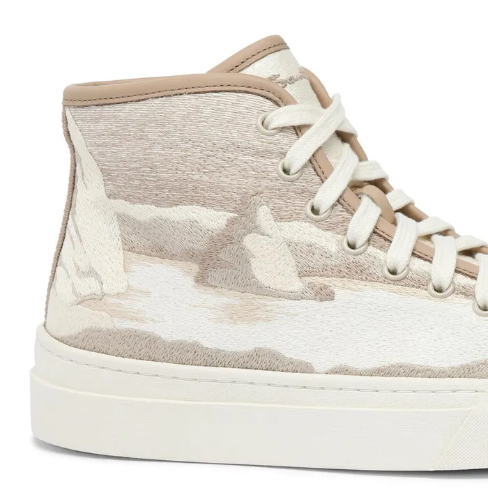 Santoni Beige Fabric Sneaker Women Sneakers