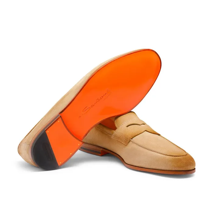Santoni Beige Suede Carlo Loafer Men Loafers