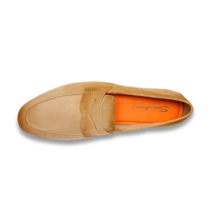 Santoni Beige Suede Carlo Loafer Men Loafers