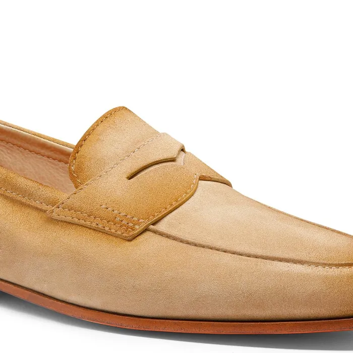 Santoni Beige Suede Carlo Loafer Men Loafers