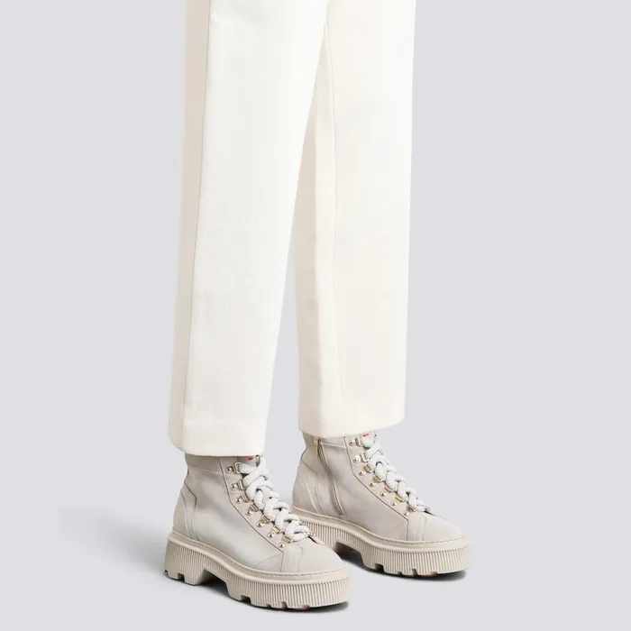 Santoni Beige Suede Hiking Boot Women Boots and Ankle Boots
