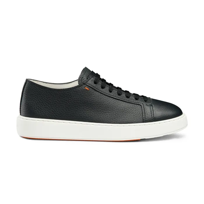 Santoni Blue Tumbled Leather Sneaker Men Sneakers