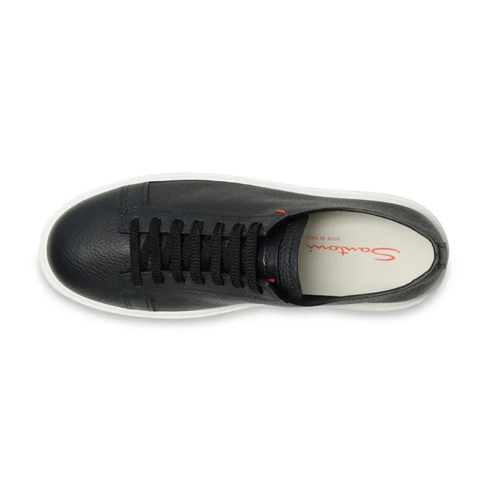 Santoni Blue Tumbled Leather Sneaker Men Sneakers