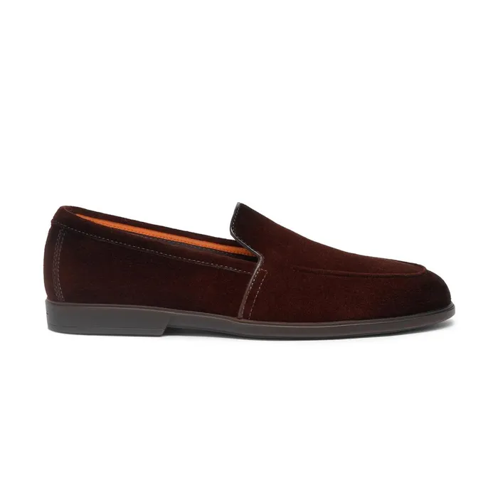 Santoni Burgundy Suede Loafer Men Loafers