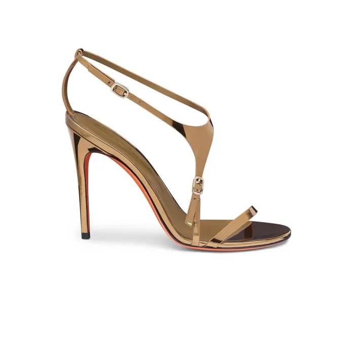 Santoni Mirrored Gold HighHeel Sandal Women Sandals