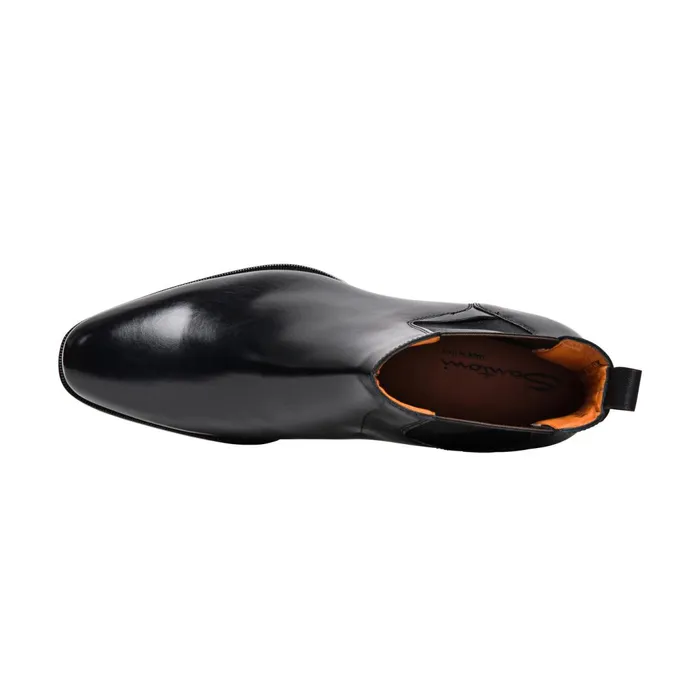 Santoni Polished Black Leather Chelsea Boot Men Boots