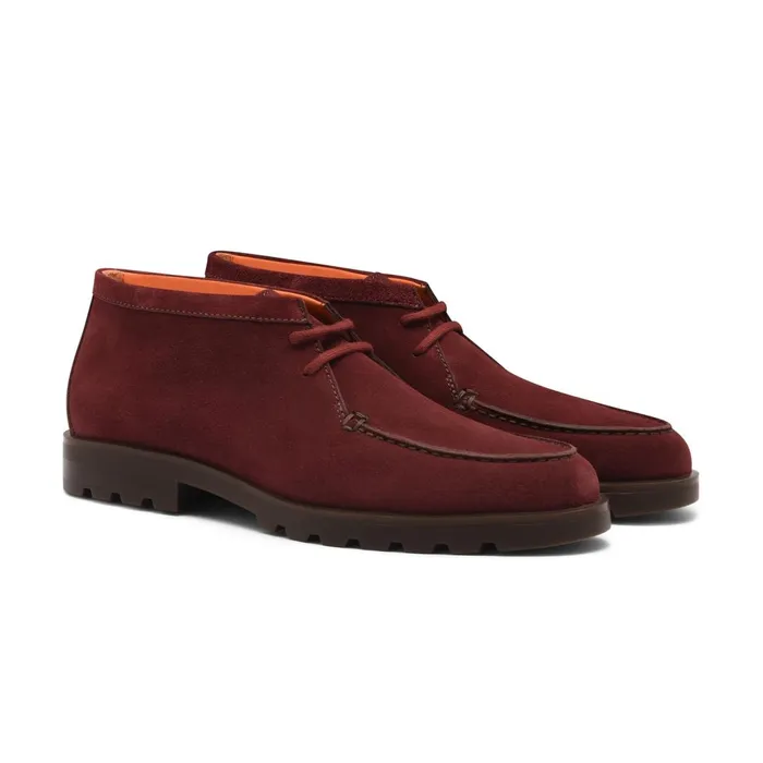 Santoni Red Suede Desert Boot Men Boots