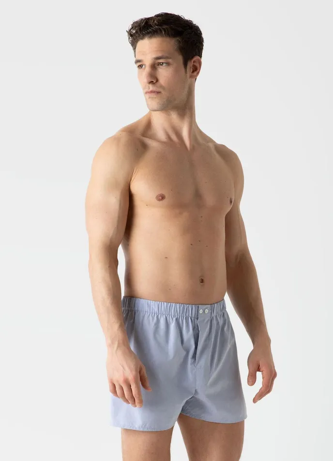 Sea Island Cotton Boxer Shorts Light Blue Men SUNSPEL Boxer Shorts
