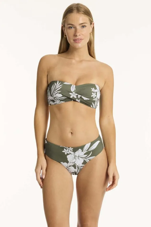 Sea Level Bottoms Aloha Mid Bikini Pant Aloha Khaki 8211 Women