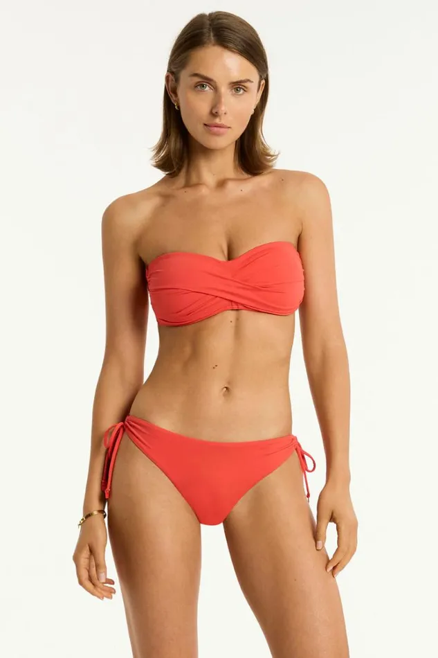 Sea Level Bottoms Essentials Edit Tie Side Cheeky Pant Eco Essentials Flame 8211 Women