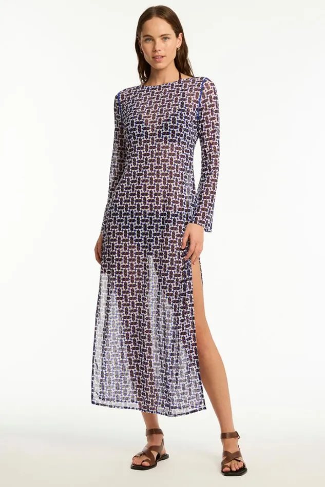 Sea Level Dresses Coast Mesh Long Dress Coast Cobalt 8211 Women