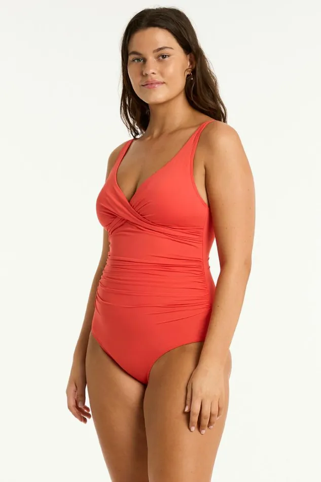 Sea Level One Pieces Essentials Edit Cross Front One Piece Eco Essentials Flame 8211 Women