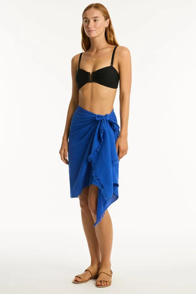 Sea Level Overswim Sunset Frayed Sarong Sunset Blue 8211 Women