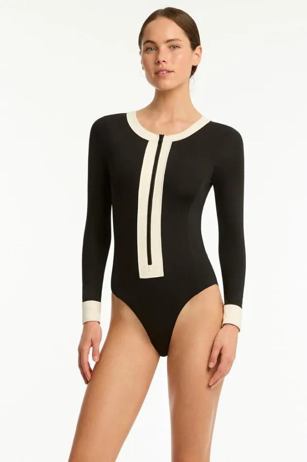 Sea Level Sustainable Swim Border Surf Suit Border Black 8211 Women