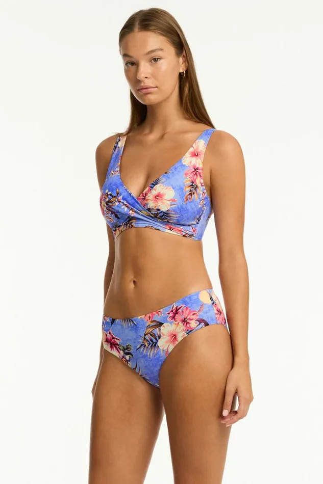 Sea Level Tops Blue Hawaii Cross Front Multifit Bra Blue Hawaii 8211 Women