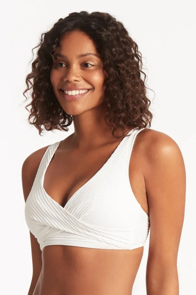 Sea Level Tops Spinnaker Cross Front Multifit Bra Spinnaker White 8211 Women