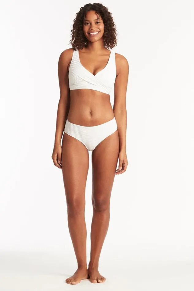 Sea Level Tops Spinnaker Cross Front Multifit Bra Spinnaker White 8211 Women