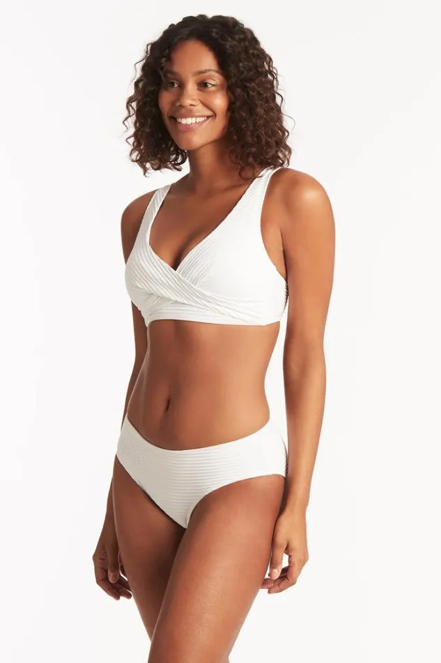 Sea Level Tops Spinnaker Cross Front Multifit Bra Spinnaker White 8211 Women