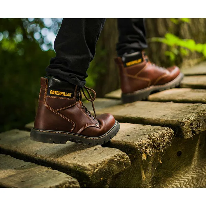 Second Shift Steel Toe Work Boot Dark Brown Men Cat Footwear Boots